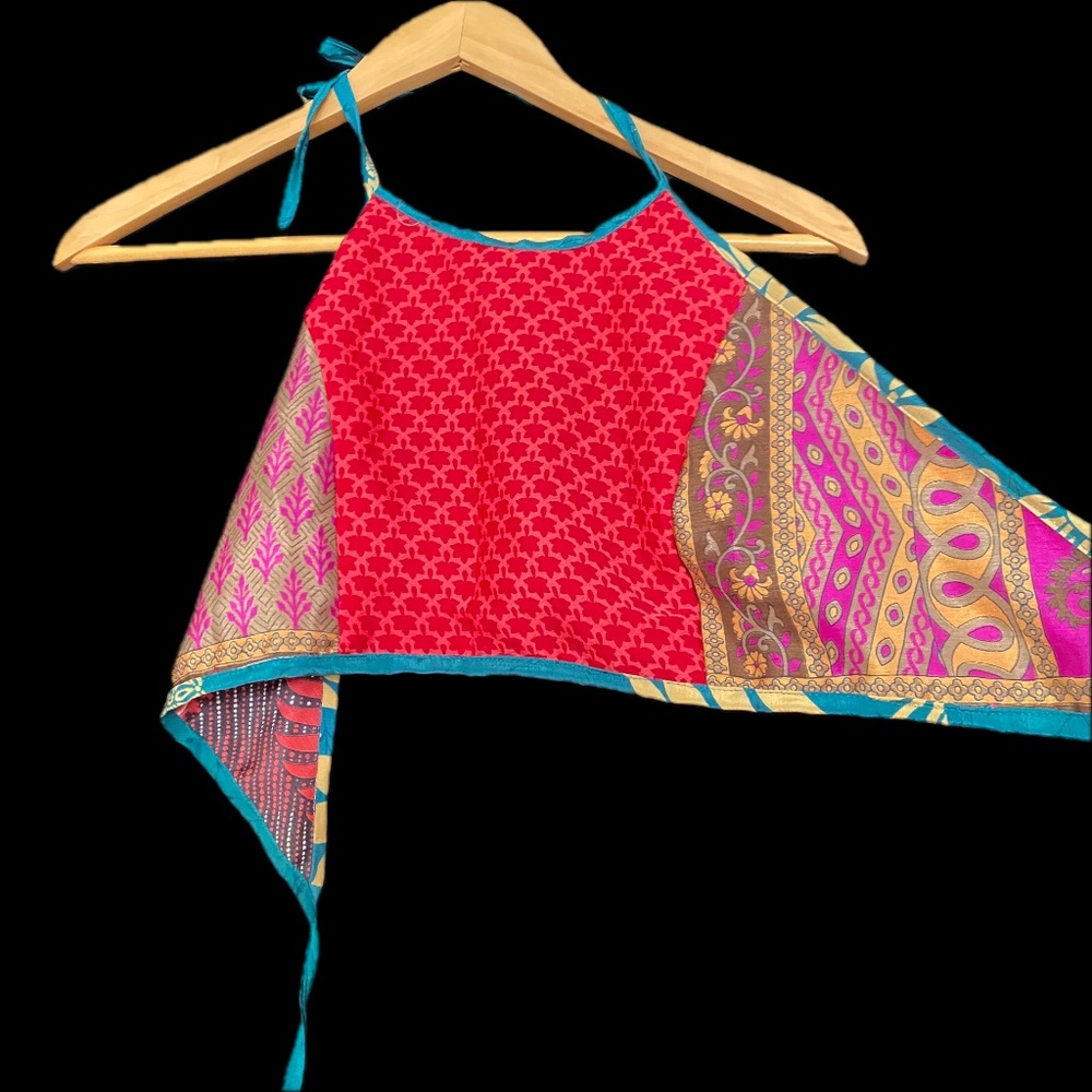 Reversible Multi-Pattern Halter Crop Top - Picture 2 of 4